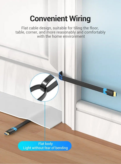 Cable Plano Hdmi 2,0 4k Hdr Arc 3 Metros 18 Gbps Vention