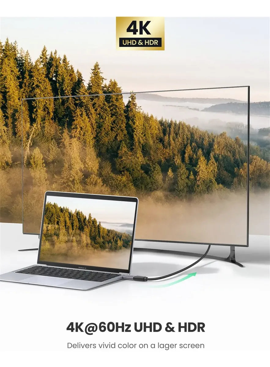Adaptador Usb C A Hdmi 4k 60hz Pc Mac Celular Ugreen Gray
