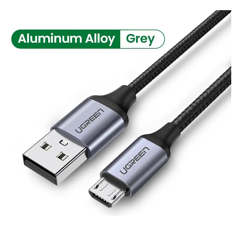 Cable Micro Usb Trenzado Aluminio 2a Carga Rapida 2m Ugreen Negro