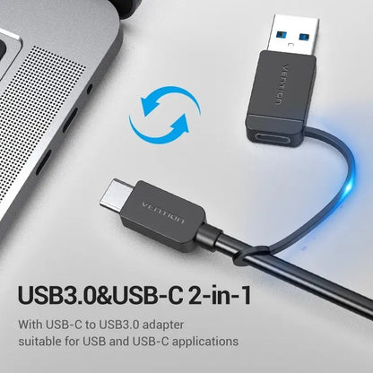 Hub Adaptador Usb Y Usb C 4 Puertos 3,0 + Micro Usb Vention Negro