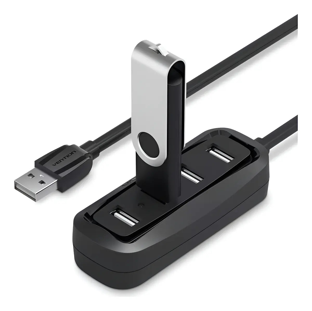 Hub Premium Usb 4 Puertos 2,0 Con Cable De 15cm Vention Negro