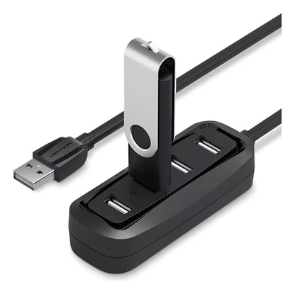Hub Premium Usb 4 Puertos 2,0 Con Cable De 15cm Vention Negro