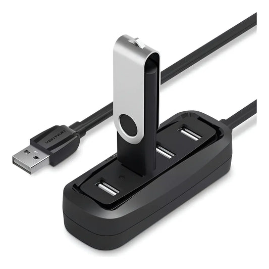 Hub Premium Usb 4 Puertos 2,0 Con Cable De 15cm Vention Negro