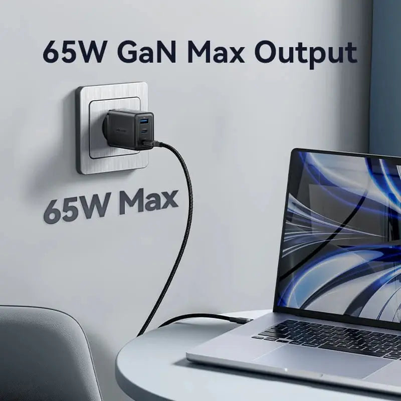 Cargador De Pared Carga Rapida 3 Puertos Usb C 65w Vention