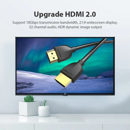 Cable Hdmi 2,0 Ultra Liviano 4k Hdr 60hz 0,5 Metros Vention