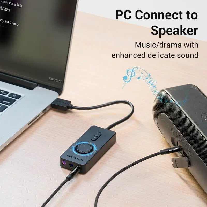 Tarjeta De Sonido Usb A Auxiliar Auricular Microfono Vention