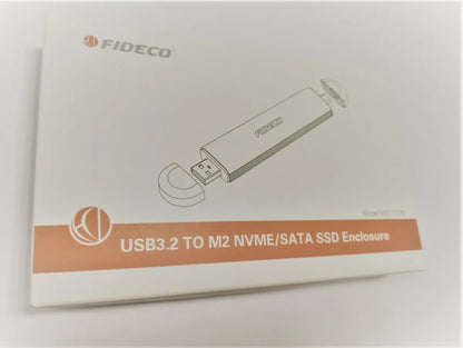 Carry Disk Case M2 Ssd Nvme Sata Dual Usb C + Usb 3,2 Fideco Negro