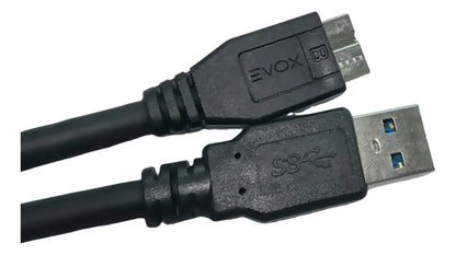 Cable Usb 3,0 A Micro B Evox 50 Cm Pc Disco Rigido Externo Negro