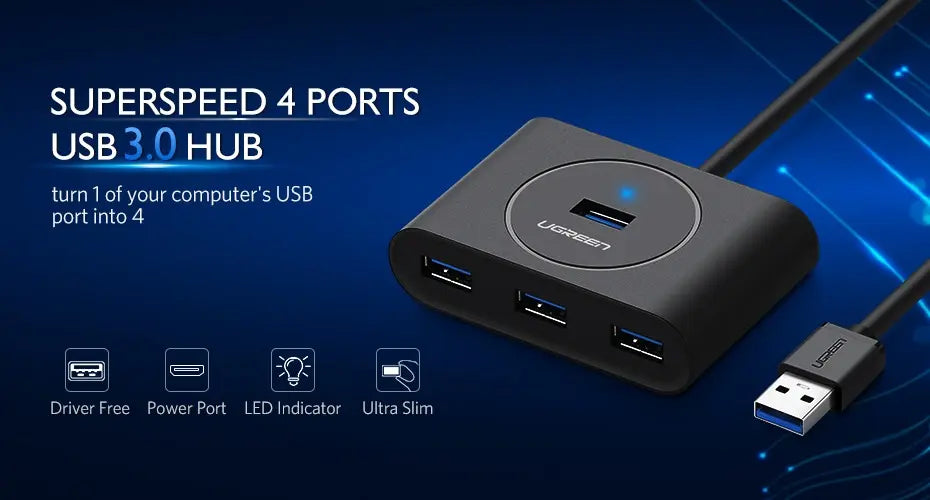 Hub Multipuerto 4 En 1 Usb 3,0 Y Usb C A Usb X4 5gbps Ugreen