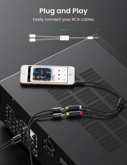 Cable Audio Auxiliar Jack 3,5mm A 2 Rca Hembra 25cm Ugreen