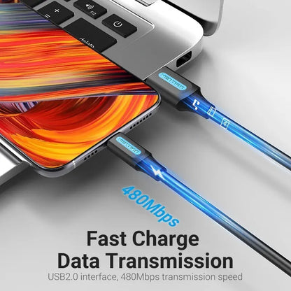 Cable De Carga Y Datos Celular Usb 2,0 A Usb-c 1,5m Vention Negro