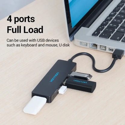 Hub Adaptador Multipuerto 4 En 1 Usb 3,0 Vention Negro