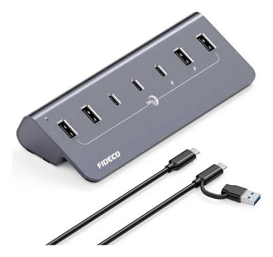 Hub Usb 7 Puertos Usb 3,0 + Usb C 10 Gbps Fideco Negro