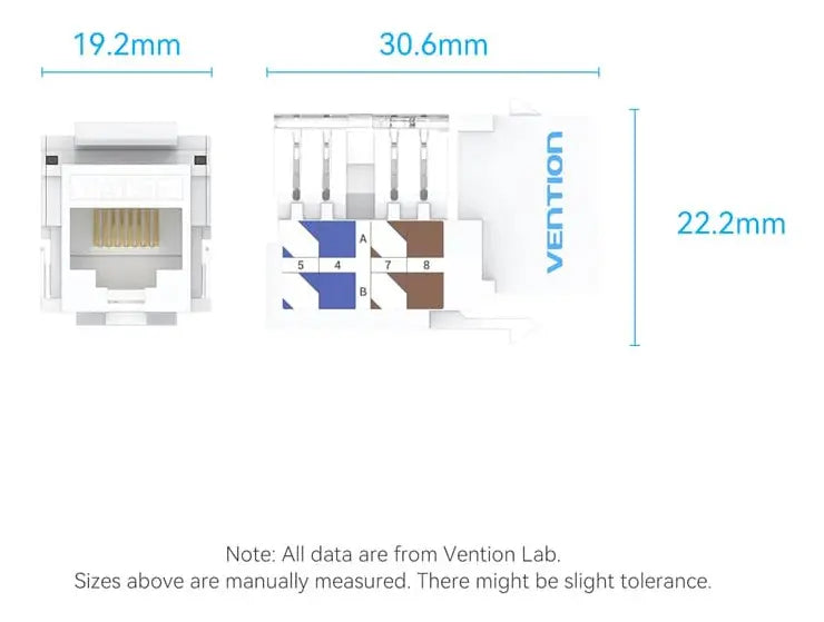 Jack Rj45 Keystone Ficha Utp Cat5e 100mbps Vention