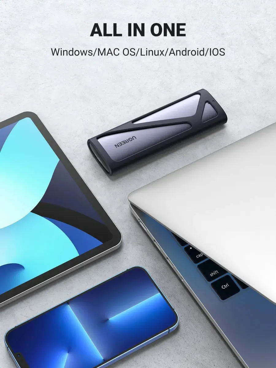 Carry Disk M,2 Nvme Sata Ssd Usb-c Aluminio Y Goma Ugreen Gris