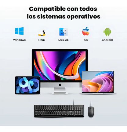Kit Teclado Y Mouse Usb Ugreen Combo Business Premium 1200dp Negro