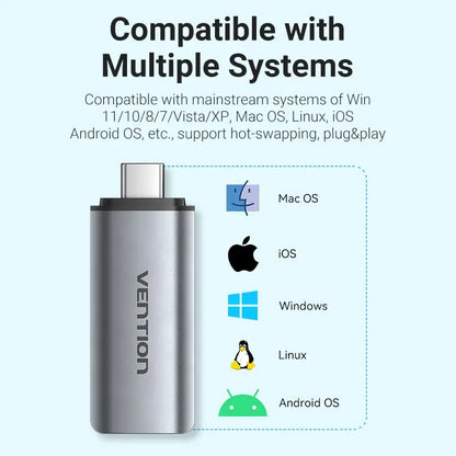 Lectora Tarjeta - 2 En 1 - Usb-c + Usb Sd Tf Dual - Vention