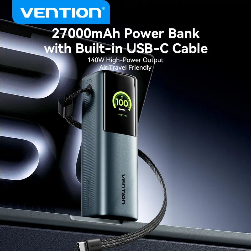 Cargador Portatil Power Bank Usb C 3,1 27000mah 200w Vention Gris