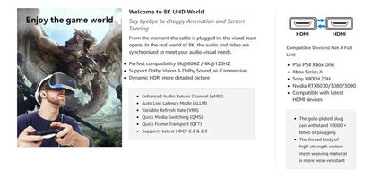 Cable Hdmi 2,1 Mallado 8k 60hz Earc 3d Hdr 3m Vention