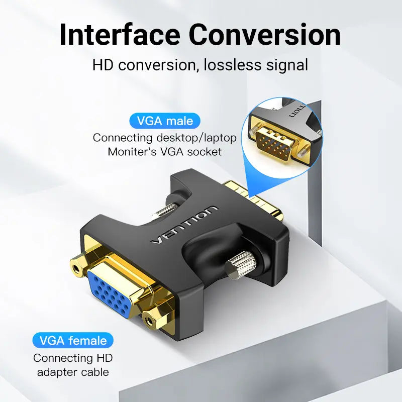 Adaptador Union Vga Extensor Macho A Hembra Ficha Vention