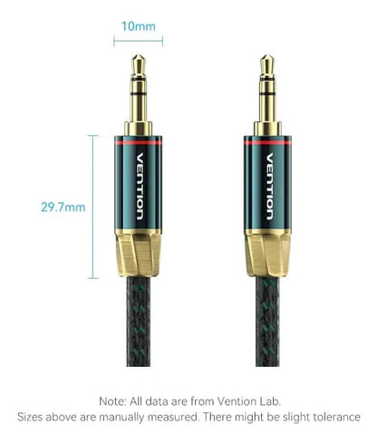 Cable Audio Auxiliar 10 M Trenzado 3,5 Mini Plug Vention