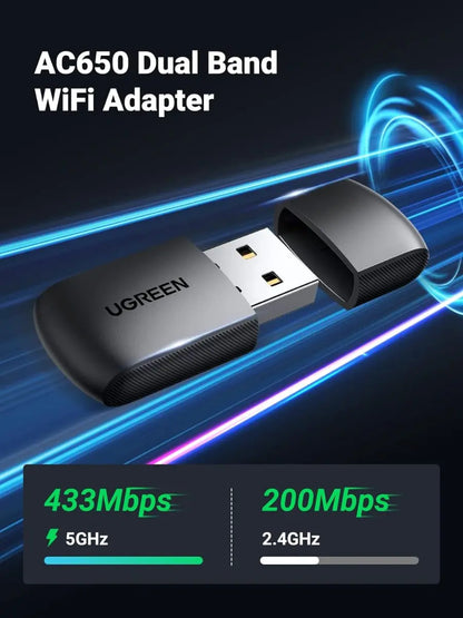 Receptor Wifi Adaptador Placa Red 2,4g 5g Dual Band Ugreen