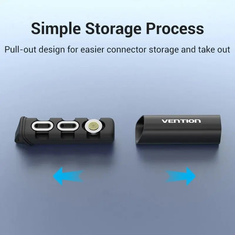 Porta Ficha De Cable Magnetico Usb-c Y Lightning Vention Negro