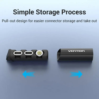 Porta Ficha De Cable Magnetico Usb-c Y Lightning Vention Negro