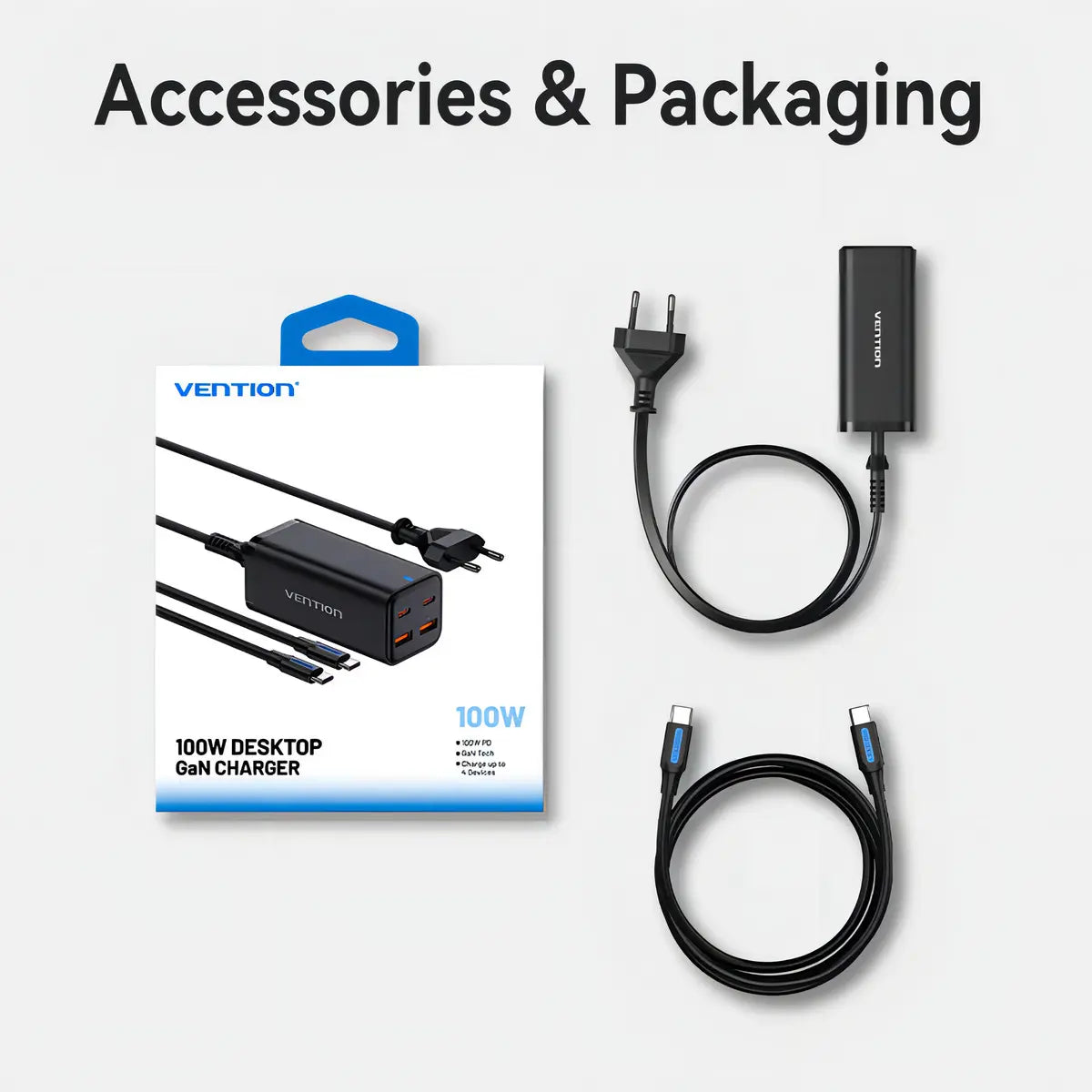 Cargador Enchufe Usb C Adaptador 4 Puertos 100w Pd Vention