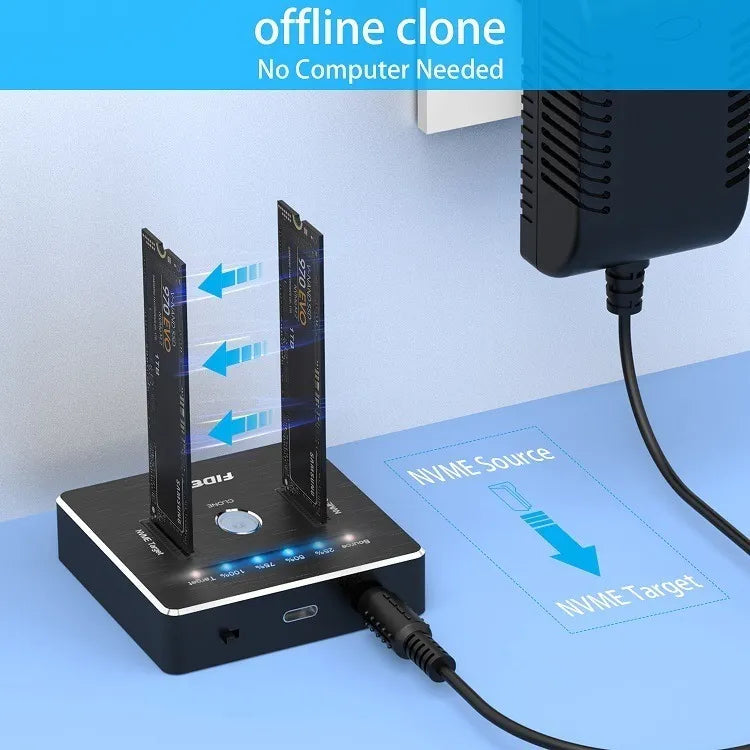 Docking Station Fideco Clonador Dual M,2 Nvme Sata Ssd