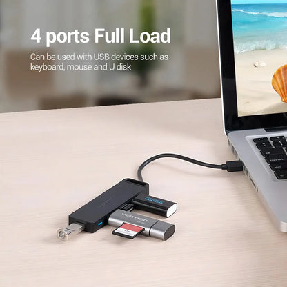 Hub Adaptador Multipuerto 4 En 1 Usb 2,0 Vention Negro