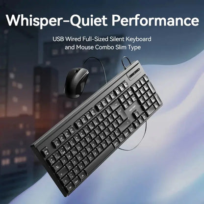 Kit Combo Teclado Y Mouse Silencioso Usb Español Vention Negro Negro