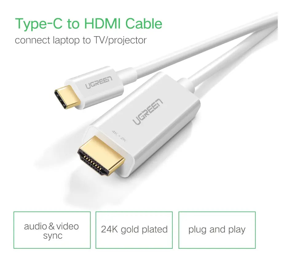 Cable De Video Usb-c A Hdmi 1,5m Blanco 4k 2k @30hz Ugreen