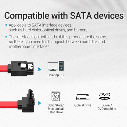 Cable Sata 3,0 Datos Grabador Disco Duro Doble Traba Vention Rojo