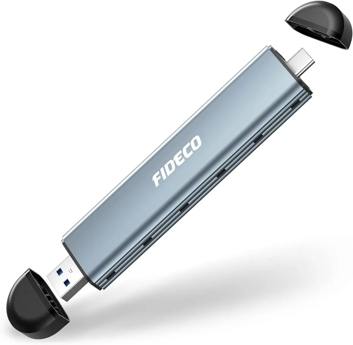Carry Disk Case M2 Ssd Nvme Sata Dual Usb C Usb 3,2 Fideco Gris