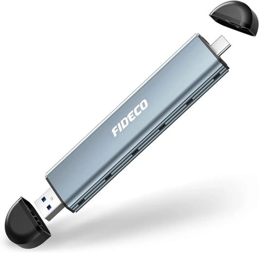 Carry Disk Case M2 Ssd Nvme Sata Dual Usb C Usb 3,2 Fideco Gris