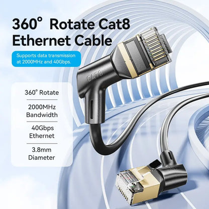 Cable De Red Cat8 Rj45 Stp Angulo Recto Rotacion 3M Vention