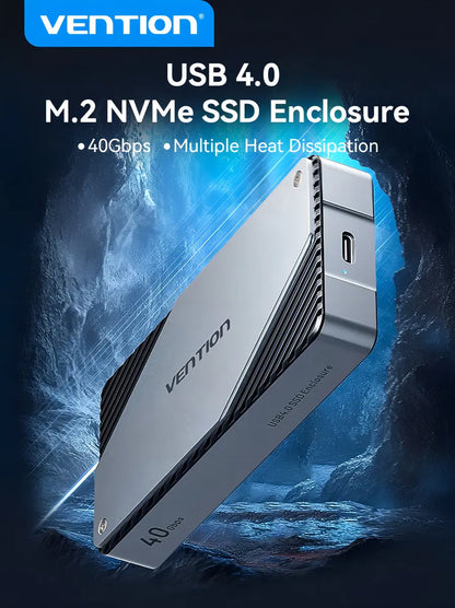 Carry Disk Case Usb 4,0 M2 Nvme Ssd 40 Gbps Vention Negro