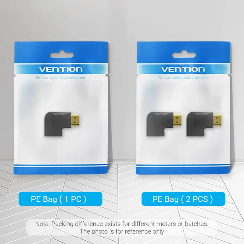 Adaptador X2 Hdmi Macho A Hembra Codo 90° Vertical Vention