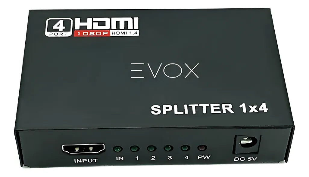 Splitter Hdmi 1x4 1080p Activo Con Fuente Evox