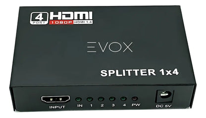 Splitter Hdmi 1x4 1080p Activo Con Fuente Evox