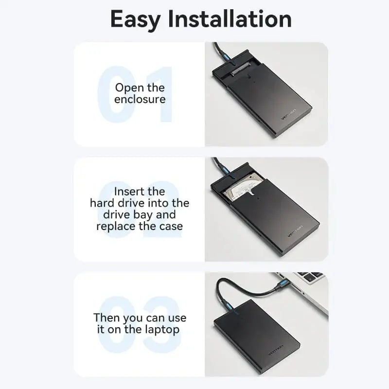 Carry Disk Sata 2,5p Hdd Ssd 6 Gbps Usb-c 3,1 Gen 2 Vention Negro