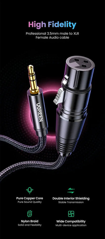 Cable Xlr Cannon Plug 3,5mm Profesional Microfono 1m Ugreen