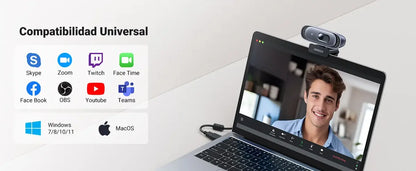 Camara Web Webcam Hd Usb Con Microfono Tapa Camara 2k Ugreen Negro