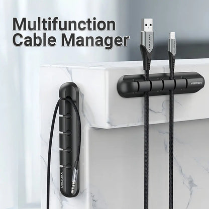 Organizador De 3 Cables Escritorio Con Adhesivo 3m Vention Negro