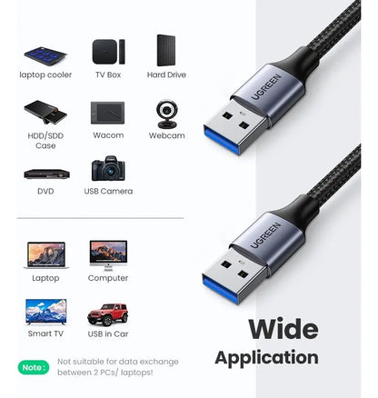 Cable De Carga Y Datos Premium Usb A Usb 3,0 1m Ugreen Negro