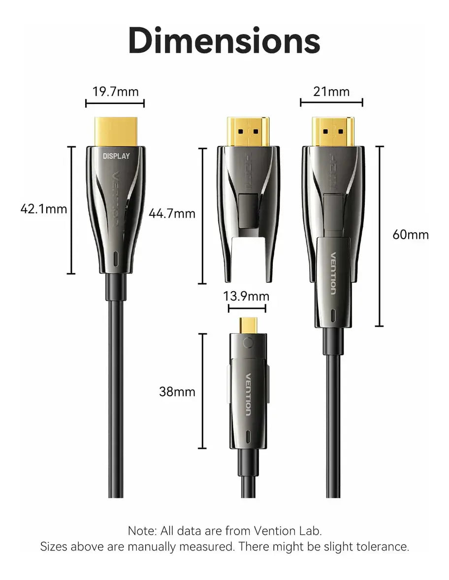 Cable Hdmi Fibra Optica Desmontable 20 Micro Hdmi 4k Vention