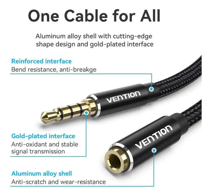 Cable Extensor Audio 3,5mm Macho A Hembra Micro 0,5m Vention