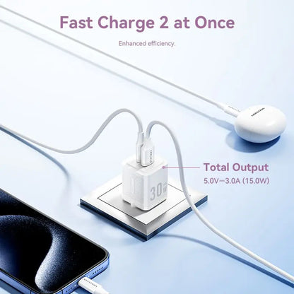 Cargador Con Cable Adaptador Carga Rapida Usb C 30w Vention Negro