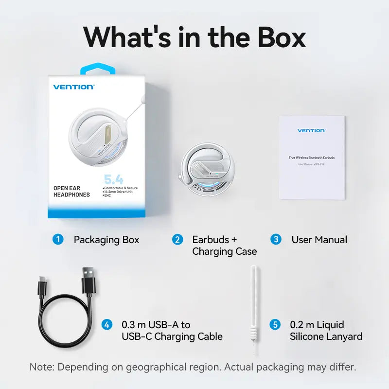 Auriculares Open Ear Inalambricos Bluetooth 5,4 Ipx4 Blanco Vention